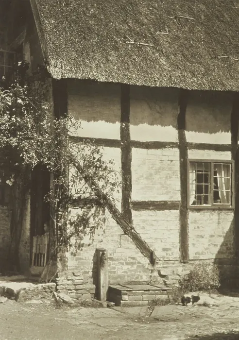 Framed Print : A corner of Ann Hathaway's cottage, Shottery. From the album: Photograph album - England, 1920s. Creator: Harry Moult Framed Print : A corner of Ann Hathaway's cottage, Shottery. From the album: Photograph album - England, 1920s. Creator: Harry Moult
