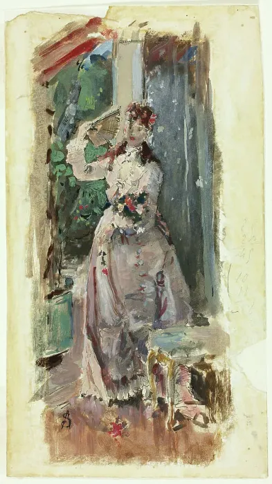 Framed Print : The Corner of the Balcony, c. 1877. Creator: Alfred Stevens Framed Print : The Corner of the Balcony, c. 1877. Creator: Alfred Stevens