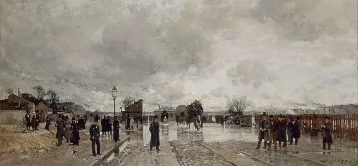 Framed Print : A corner of Bercy during the flood, 1879. Creator: Luigi Loir Framed Print : A corner of Bercy during the flood, 1879. Creator: Luigi Loir