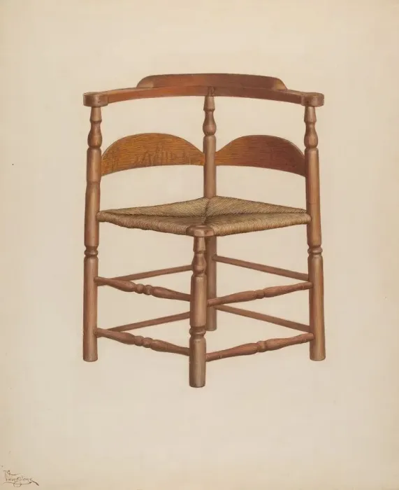 Framed Print : Corner Chair, 1941. Creator: Rolland Livingstone Framed Print : Corner Chair, 1941. Creator: Rolland Livingstone