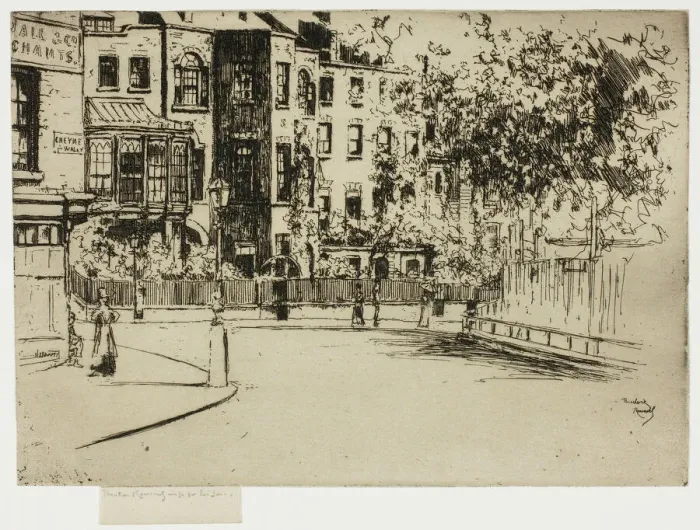 Framed Print : The Corner of Cheyne Walk, Chelsea, 1888-89. Creator: Theodore Roussel Framed Print : The Corner of Cheyne Walk, Chelsea, 1888-89. Creator: Theodore Roussel