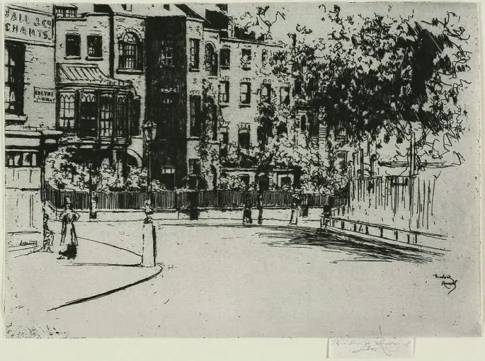 Framed Print : The Corner of Cheyne Walk, Chelsea, 1888–89. Creator: Theodore Roussel Framed Print : The Corner of Cheyne Walk, Chelsea, 1888–89. Creator: Theodore Roussel