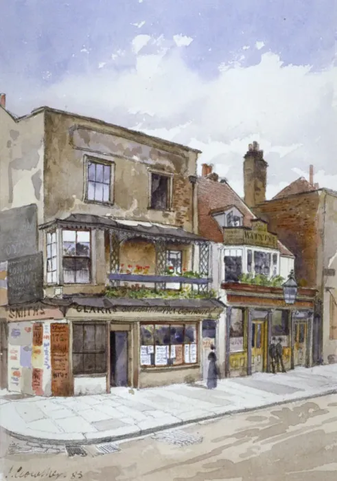 Framed Print : Corner of Cheyne Walk and Lawrence Street, Chelsea, London, 1883. Artist: John Crowther Framed Print : Corner of Cheyne Walk and Lawrence Street, Chelsea, London, 1883. Artist: John Crowther