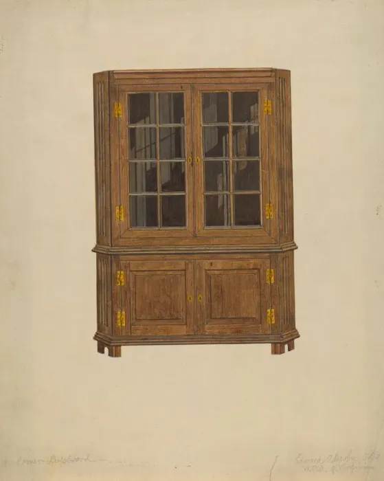Framed Print : Corner Cupboard, 1935 / 1942. Creator: Edward A Darby Framed Print : Corner Cupboard, 1935 / 1942. Creator: Edward A Darby