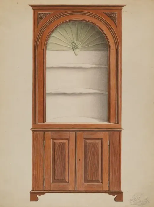 Framed Print : Corner Cupboard, c. 1936. Creator: Ferdinand Cartier Framed Print : Corner Cupboard, c. 1936. Creator: Ferdinand Cartier
