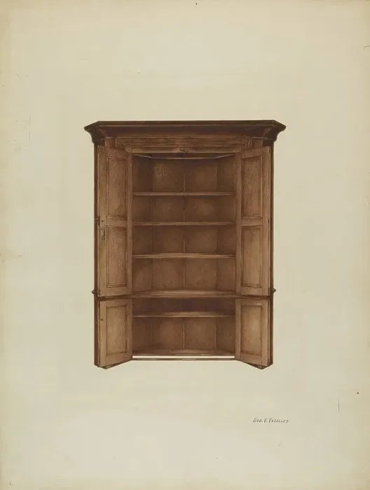 Framed Print : Corner Cupboard, c. 1937. Creator: George V. Vezolles Framed Print : Corner Cupboard, c. 1937. Creator: George V. Vezolles