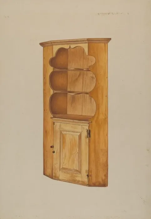 Framed Print : Corner Cupboard, c. 1938. Creator: Michael Riccitelli Framed Print : Corner Cupboard, c. 1938. Creator: Michael Riccitelli