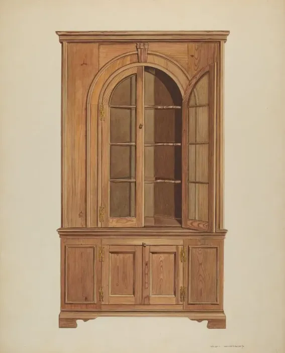 Framed Print : Corner Cupboard, c. 1939. Creator: Ernest A Towers Jr