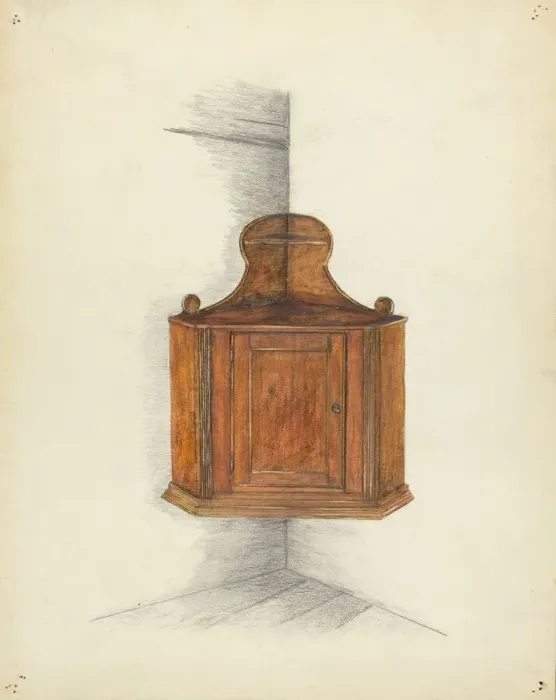 Framed Print : Corner Cupboard, c. 1953. Creator: Meyer Goldbaum