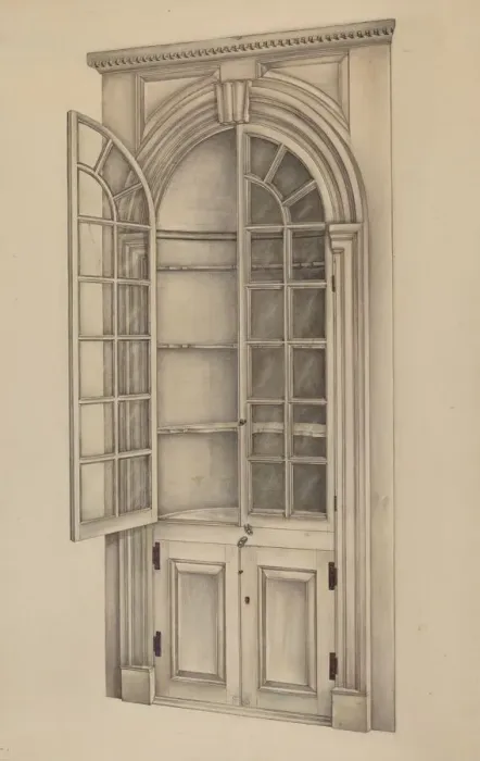 Framed Print : Corner Cupboard (Used for Storing China), 1939. Creator: Francis Law Durand Framed Print : Corner Cupboard (Used for Storing China), 1939. Creator: Francis Law Durand
