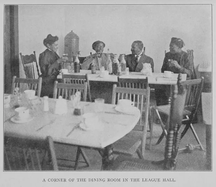 Framed Print : A corner of the dining room in the League Hall. 1908. Creator: Unknown Framed Print : A corner of the dining room in the League Hall. 1908. Creator: Unknown