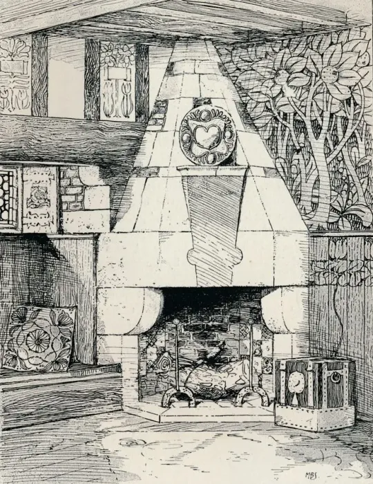 Framed Print : A Corner Fireplace, c1895, (1896). Artist: Mackay Hugh Baillie Scott Framed Print : A Corner Fireplace, c1895, (1896). Artist: Mackay Hugh Baillie Scott