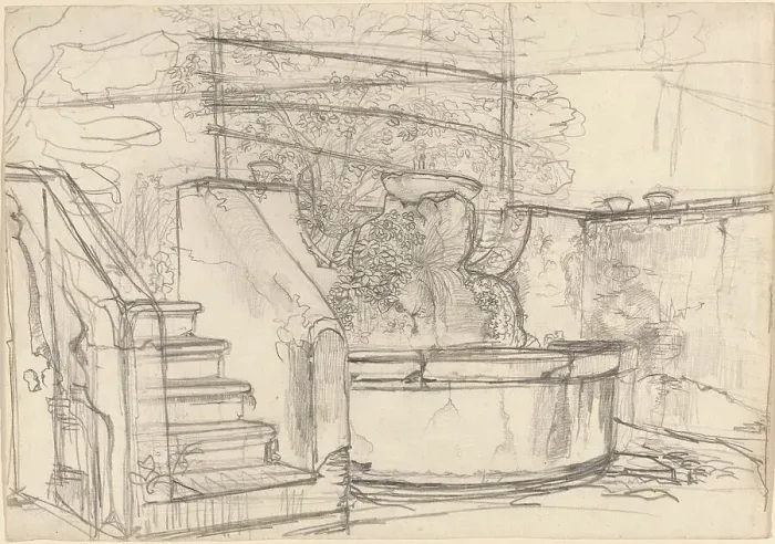 Framed Print : Corner of a Garden Court, 1815 / 1821. Creator: Friedrich Salathe Framed Print : Corner of a Garden Court, 1815 / 1821. Creator: Friedrich Salathe