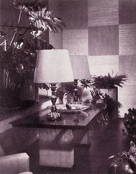 Corner of a large living-room, designed by Paul T. Frankl, 1949. Creator: Unknown