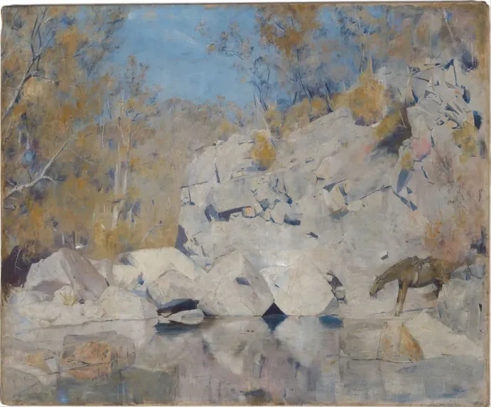 Framed Print : In a corner on the Macintyre, 1895. Artist: Roberts, Tom (1856-1931) Framed Print : In a corner on the Macintyre, 1895. Artist: Roberts, Tom (1856-1931)