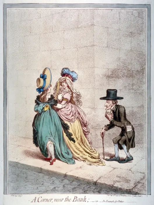 Framed Print : A corner, near the Bank; - or - an example for fathers, 1797. Artist Framed Print : A corner, near the Bank; - or - an example for fathers, 1797. Artist
