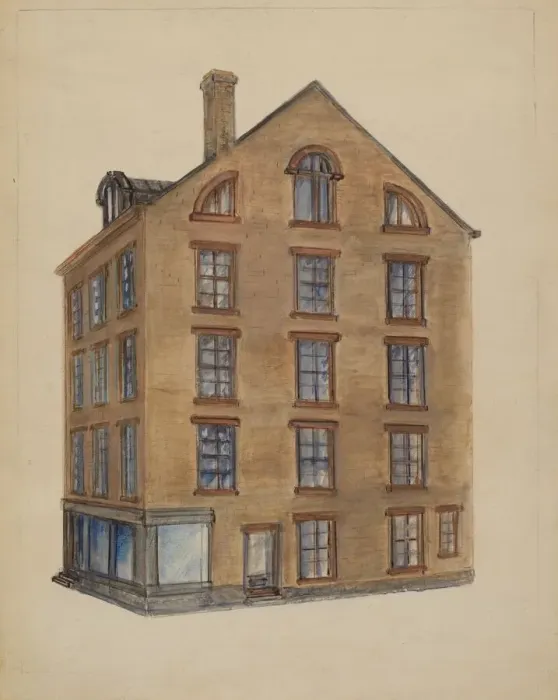 Framed Print : Corner of Pearl and John Streets, 1935 / 1942. Creator: Unknown Framed Print : Corner of Pearl and John Streets, 1935 / 1942. Creator: Unknown