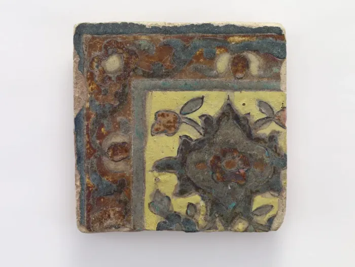 Framed Print : Corner piece tile, Qajar period, 17th century. Creator: Unknown Framed Print : Corner piece tile, Qajar period, 17th century. Creator: Unknown