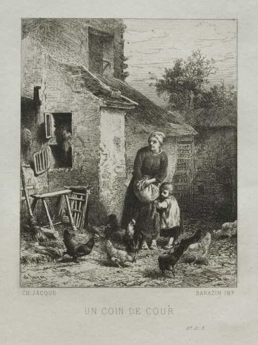 Framed Print : A Corner of the Yard. Creator: Charles-Emile Jacque (French, 1813-1894) Framed Print : A Corner of the Yard. Creator: Charles-Emile Jacque (French, 1813-1894)