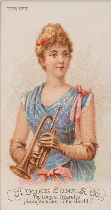 Framed Print : Cornet, from the Musical Instruments series (N82) for Duke brand cigarettes, 1888. 1888 Framed Print : Cornet, from the Musical Instruments series (N82) for Duke brand cigarettes, 1888. 1888