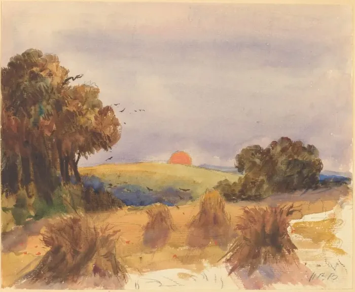 Framed Print : A Cornfield at Sunset. Creator: Hercules Brabazon Brabazon Framed Print : A Cornfield at Sunset. Creator: Hercules Brabazon Brabazon
