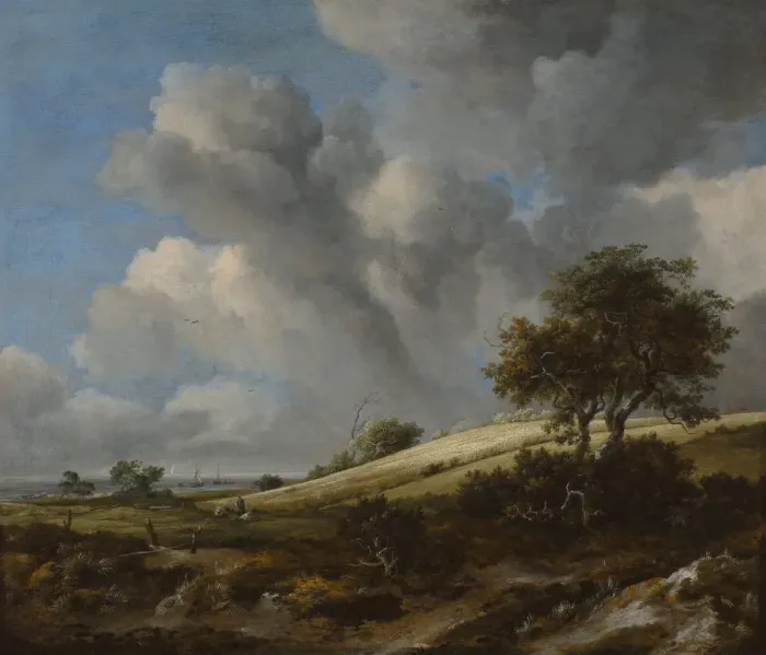 Framed Print : A Cornfield with the Zuiderzee in the background, c. 1660. Artist: Ruisdael, Jacob Isaacksz, van (1628 / 29-1682) Framed Print : A Cornfield with the Zuiderzee in the background, c. 1660. Artist: Ruisdael, Jacob Isaacksz, van (1628 / 29-1682)