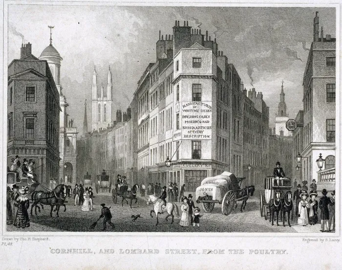 Framed Print : Cornhill, London, 1830. Artist:s Lacey Framed Print : Cornhill, London, 1830. Artist:s Lacey