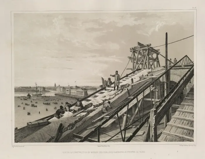 Framed Print : The Cornice Construction (From: The Construction of the Saint Isaacs Cathedral), 1845. Artist: Montferrand, Auguste, de (1786-1858) Framed Print : The Cornice Construction (From: The Construction of the Saint Isaacs Cathedral), 1845. Artist: Montferrand, Auguste, de (1786-1858)