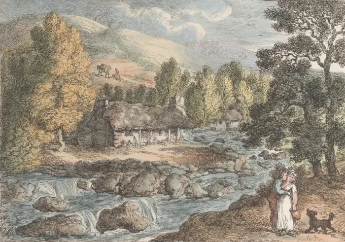 Framed Print : A Cornish Waterfall, from Views in Cornwall, 1812. 1812 Framed Print : A Cornish Waterfall, from Views in Cornwall, 1812. 1812