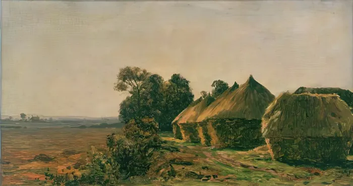Framed Print : Cornricks - Evening. Creator: James Aumonier Framed Print : Cornricks - Evening. Creator: James Aumonier