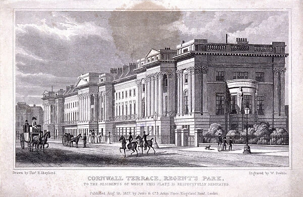Cornwall Terrace, Regents Park, Marylebone, London, 1827. Artist: William Deeble