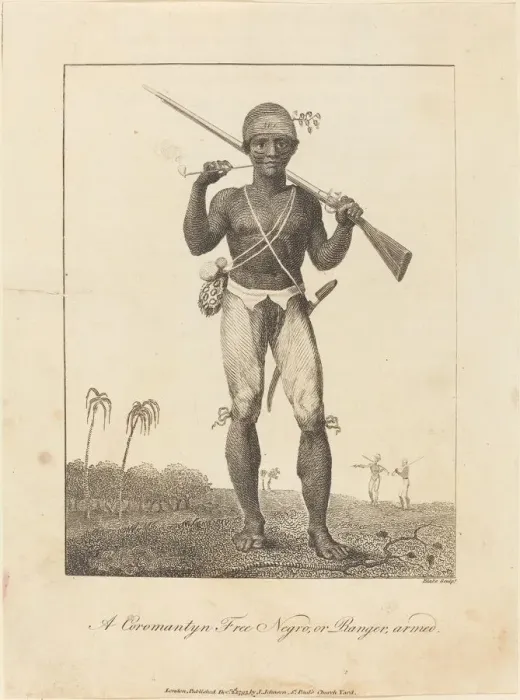 Framed Print : A Coromantyn Free Negro, or Ranger, armed, 1793. Creator: William Blake Framed Print : A Coromantyn Free Negro, or Ranger, armed, 1793. Creator: William Blake
