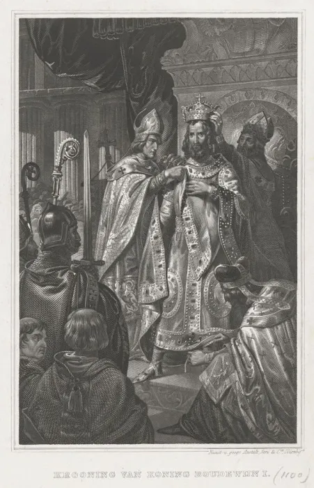 Framed Print : The coronation of Baldwin I on Christmas Day 1100, 19th century. Artist: Anonymous Framed Print : The coronation of Baldwin I on Christmas Day 1100, 19th century. Artist: Anonymous