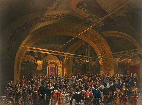Coronation banquet for the envoys in the Golden Hall of the Great Kremlin Palace, Moscow, 1856. Artist: Mihaly Zichy