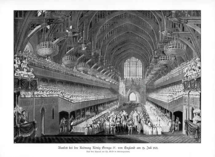 Framed Print : The coronation banquet of George IV at Westminster Hall, London, 19 July 1821 (1900) Framed Print : The coronation banquet of George IV at Westminster Hall, London, 19 July 1821 (1900)