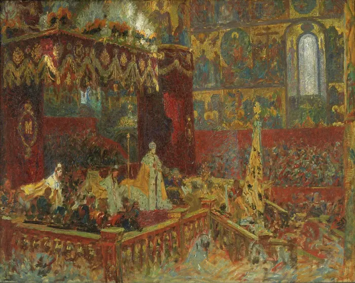 Framed Print : The Coronation Ceremony of Tsar Nicolai II in Moscow; sketch, 1896. Creator: Laurits Tuxen Framed Print : The Coronation Ceremony of Tsar Nicolai II in Moscow; sketch, 1896. Creator: Laurits Tuxen