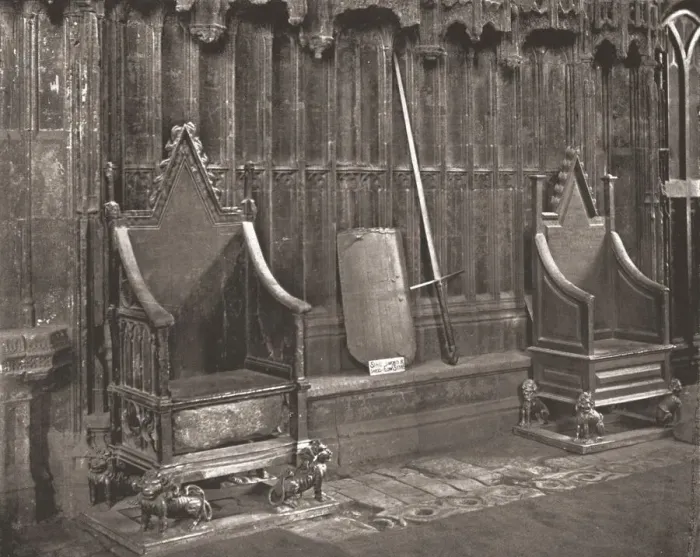 Framed Print : The Coronation Chair in Westminster Abbey, London, 1894. Creator: Unknown Framed Print : The Coronation Chair in Westminster Abbey, London, 1894. Creator: Unknown