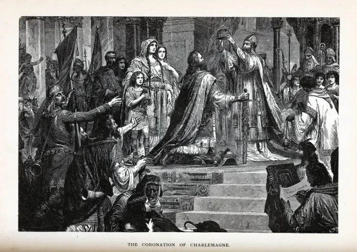 Framed Print : The Coronation of Charlemagne, 1882. Artist: Anonymous Framed Print : The Coronation of Charlemagne, 1882. Artist: Anonymous