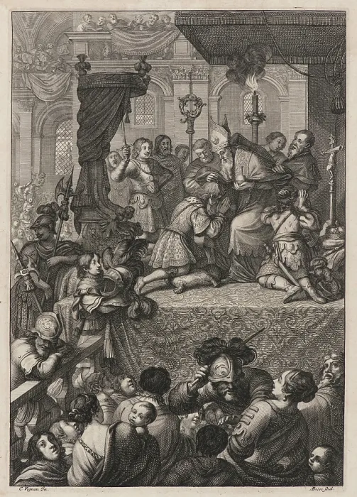 Framed Print : The coronation of Charles VII in the Rheims Cathedral, 17 July 1429, c1657. Creator: Bosse, Abraham (1602-1676) Framed Print : The coronation of Charles VII in the Rheims Cathedral, 17 July 1429, c1657. Creator: Bosse, Abraham (1602-1676)