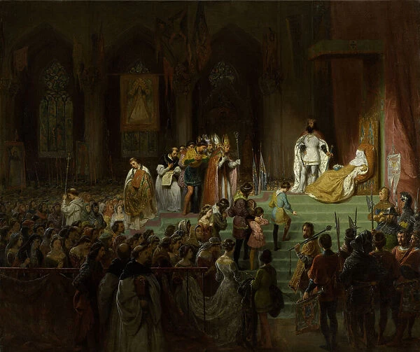 The coronation of the dead Ines de Castro in the Cathedral of Coimbra, 1827-1828