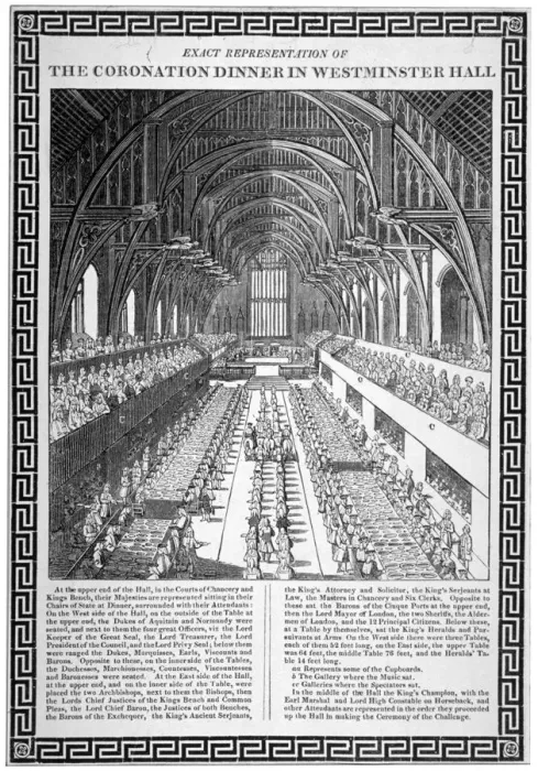 Framed Print : Coronation dinner held for George IV, Westminster Hall, London, 1821 Framed Print : Coronation dinner held for George IV, Westminster Hall, London, 1821