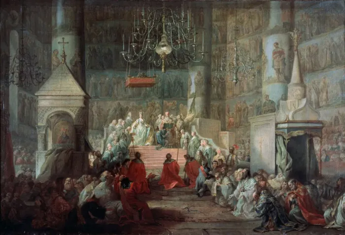 Framed Print : The Coronation of the Empress Catherine II of Russia on 12th September 1762, 1777 Framed Print : The Coronation of the Empress Catherine II of Russia on 12th September 1762, 1777