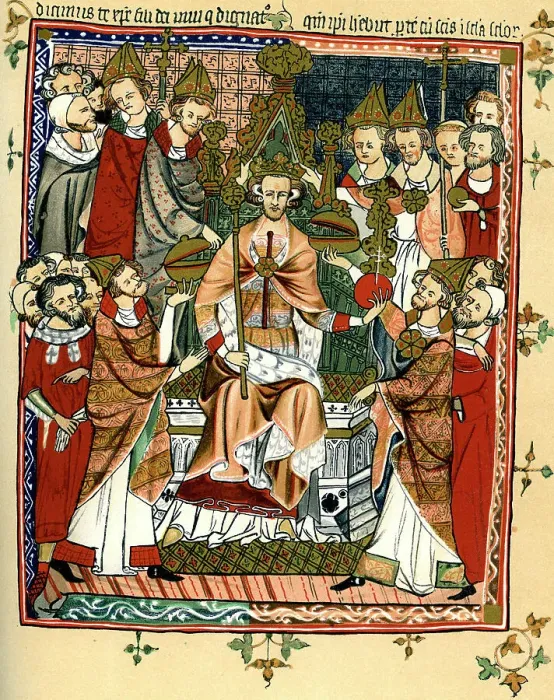 Framed Print : Coronation of a king, early 14th century, (1893) Framed Print : Coronation of a king, early 14th century, (1893)