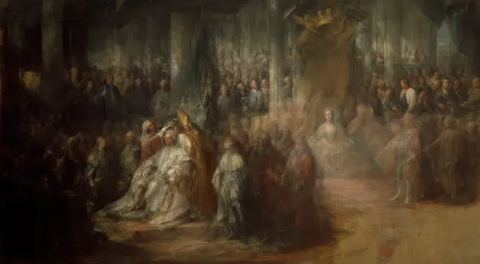 Framed Print : The Coronation of King Gustav III of Sweden, 1782-1793. Artist: Pilo, Carl Gustaf (1711-1793) Framed Print : The Coronation of King Gustav III of Sweden, 1782-1793. Artist: Pilo, Carl Gustaf (1711-1793)