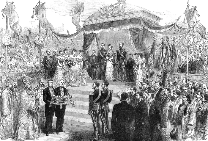 Framed Print : Coronation of the King and Queen of Roumania at Bucharest, 1881. Creator: Unknown Framed Print : Coronation of the King and Queen of Roumania at Bucharest, 1881. Creator: Unknown