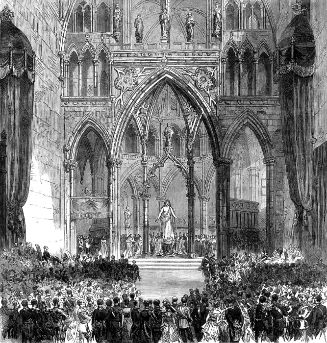 Framed Print : Coronation of the King and Queen of Sweden and Norway in Trondhjem Cathedral, 1873. Creator: Unknown Framed Print : Coronation of the King and Queen of Sweden and Norway in Trondhjem Cathedral, 1873. Creator: Unknown