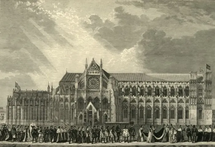 Framed Print : The Coronation Procession of Anne Boleyn to Westminster Abbey, 1533, (1881). Creator: Unknown Framed Print : The Coronation Procession of Anne Boleyn to Westminster Abbey, 1533, (1881). Creator: Unknown