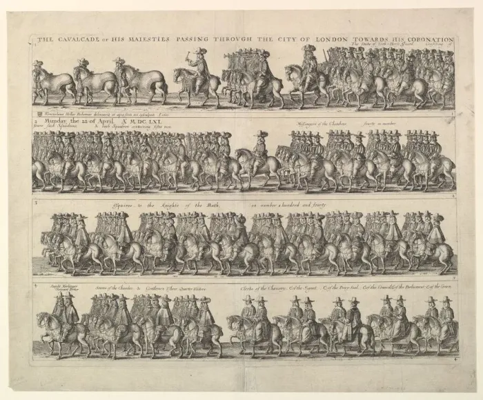 Framed Print : Coronation Procession of Charles II Through London, 1662. Creator: Wenceslaus Hollar Framed Print : Coronation Procession of Charles II Through London, 1662. Creator: Wenceslaus Hollar
