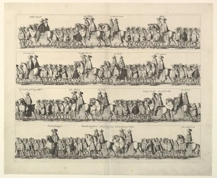 Framed Print : Coronation Procession of Charles II Through London, 1662. Creator: Wenceslaus Hollar Framed Print : Coronation Procession of Charles II Through London, 1662. Creator: Wenceslaus Hollar