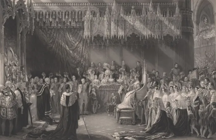 Framed Print : Coronation of Queen Victoria, 1842. Creator: Henry Thomas Ryall Framed Print : Coronation of Queen Victoria, 1842. Creator: Henry Thomas Ryall
